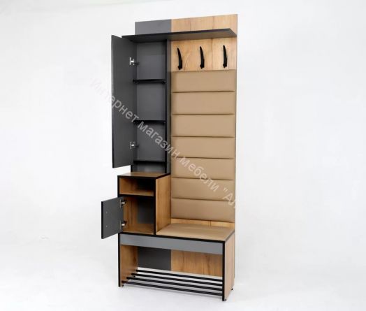 Прихожая Ольга-Лофт 1 (Дуб Крафт Золотой/Темно-Серый)