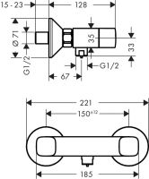 Смеситель Hansgrohe Logis Loop для душа 71247000 схема 1