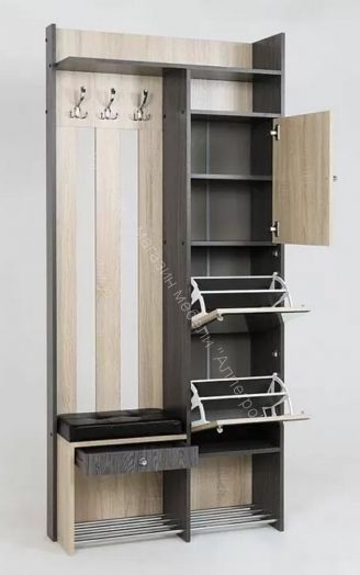 Прихожая Гретта 1 (Ясень Черный/Дуб Сонома)