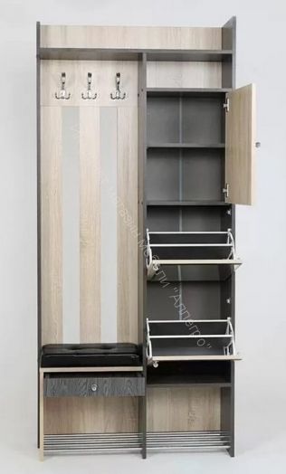 Прихожая Гретта 1 (Ясень Черный/Дуб Сонома)