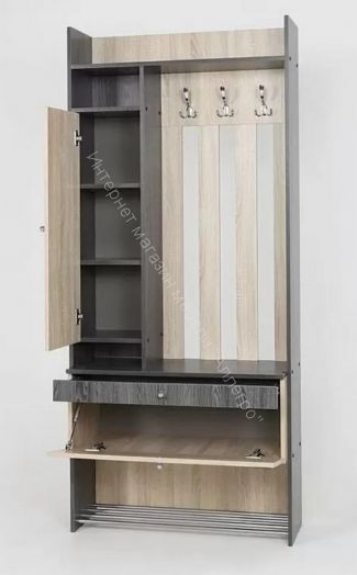 Модульная прихожая Гретта (Ясень Черный/Дуб Сонома)