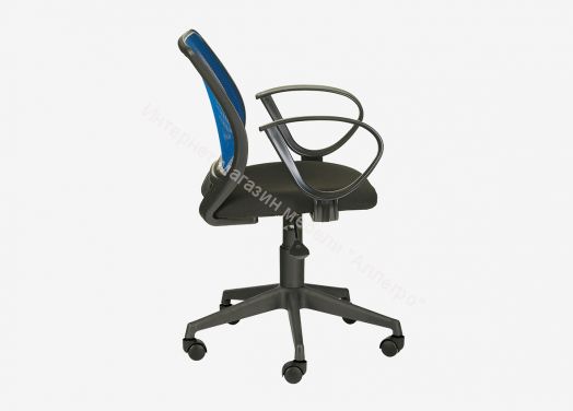 Кресло "Эксперт Рондо" сетка W-05 синяя/ткань В-14 чёрная