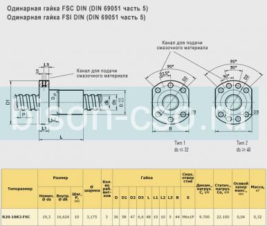 Гайка ШВП Hiwin R20-10K3-FSC