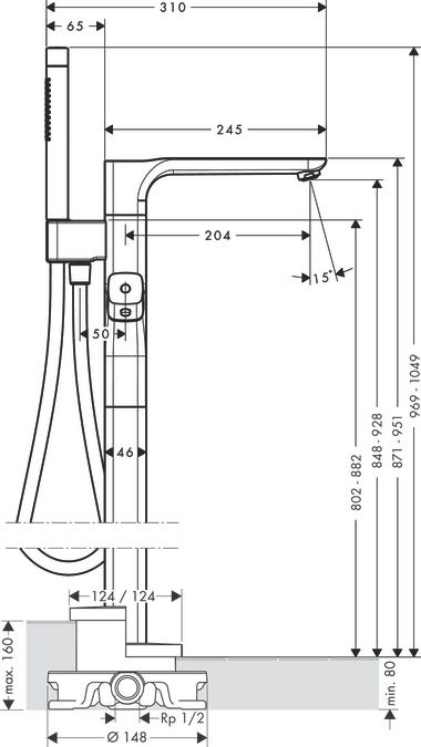 Смеситель Hansgrohe AXOR Urquiola для ванны с душем 11422000 ФОТО