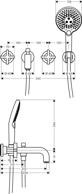 Смеситель Hansgrohe AXOR Citterio для ванны с душем 39447000 ФОТО