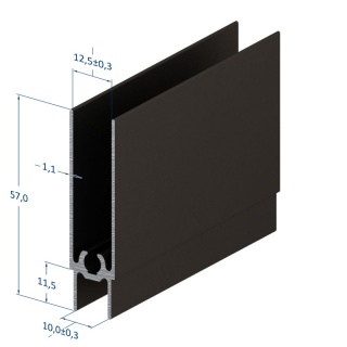 Алюминиевый профиль горизонтальный нижний, коньяк