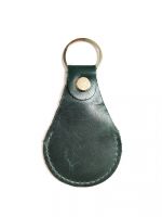 Брелок кожаный, цвет темно-зеленый гладкий