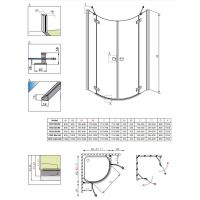 Хромированный распашной душевой уголок Radaway Almatea PDD четверть круга схема 2