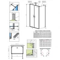 Двухдверный пристенный душевой уголок Radaway Nes DWD+2S схема 2