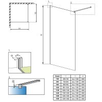 Душевая перегородка Walk-in Radaway Classic свободного входа схема 2