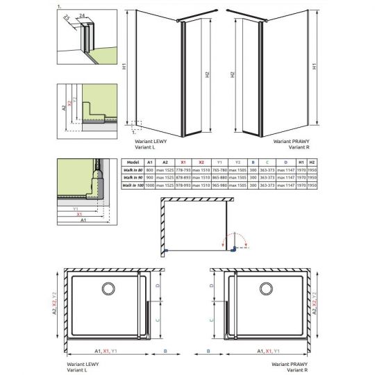 Душевая перегородка Walk-in Radaway Eos с распашной дверцей ФОТО