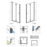Складная душевая дверь Radaway Nes 8 DWB в нишу схема 2