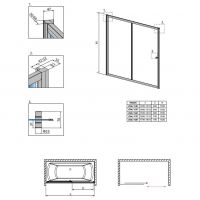 Раздвижная шторка на ванну Radaway Vesta DWJ стеклянная схема 2