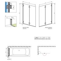 Складная шторка на ванну Radaway Carena PND I 130 см схема 2