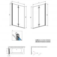 Складная хромированная шторка на ванну Radaway Essenza New PND I схема 2