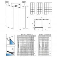 Стеклянная душевая перегородка Walk-in Radaway Modo New Black III Factory решетчатое схема 2