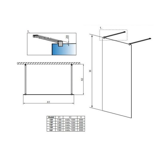 Пристенная душевая перегородка Walk-in Radaway Modo New I ФОТО