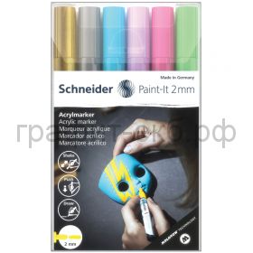 Маркеры акриловые Schneider Paint-It 310 2мм 6шт. пастель+золот+серебр. 120196