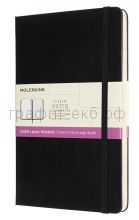 Книжка зап.Moleskine Large Classic DOUBLE линейка/нелинованный черный NB313HBK