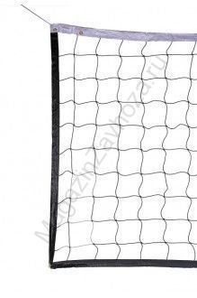 Сетка волейбол Д=3,0 мм яч. 100*100 белый Разм. 1,0*9,5 м обш. с 4-ех сторон, верх/низ лента 5 см ПА