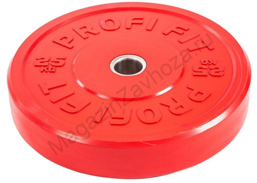Диск для штанги каучуковый, цветной PROFI-FIT D-51, 25 кг