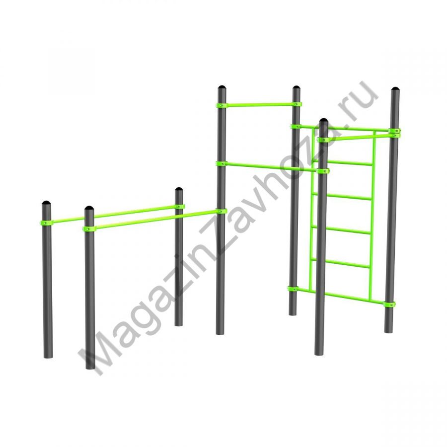 W317 Воркаут (брусья, 3 перекладины, шведская стенка) Zavodsporta