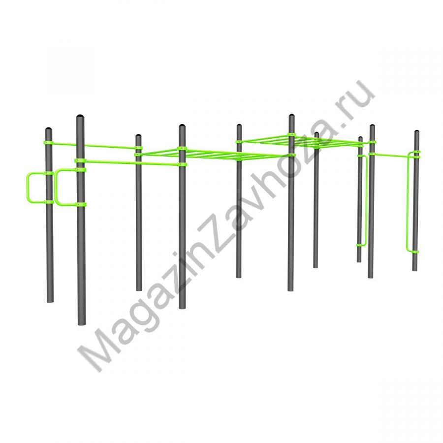 W324 Воркаут (поручни, 2 турника, рукоход клас. 2 ур., 2 перекладины, перекладины верт.) Zavodsporta