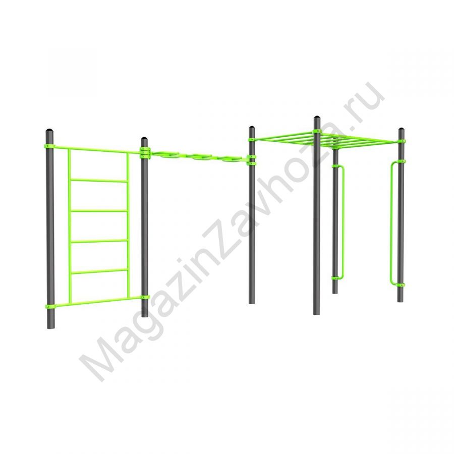 W223 Воркаут (шведская стенка, рукоход-змеевик и классический, перекладины вертикальные) Zavodsporta