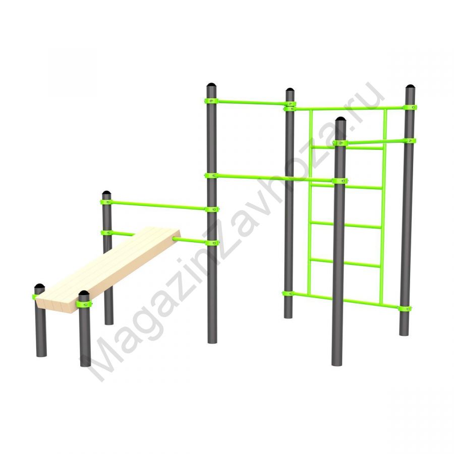 W230 Воркаут (наклонная скамья, 3 перекладины, шведская стенка) Zavodsporta