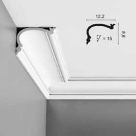 Карниз Гладкий Orac Decor С341 Д200xШ12.2xВ8.8 см Лепнина из Полиуретана / Орак Декор