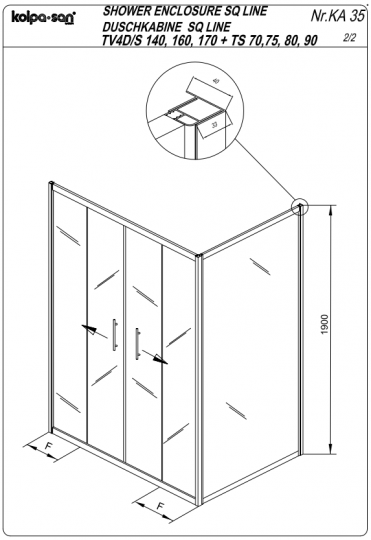 Угловая душевая кабина Kolpa San SQ LINE TV4D/S + SQ LINE TS ФОТО
