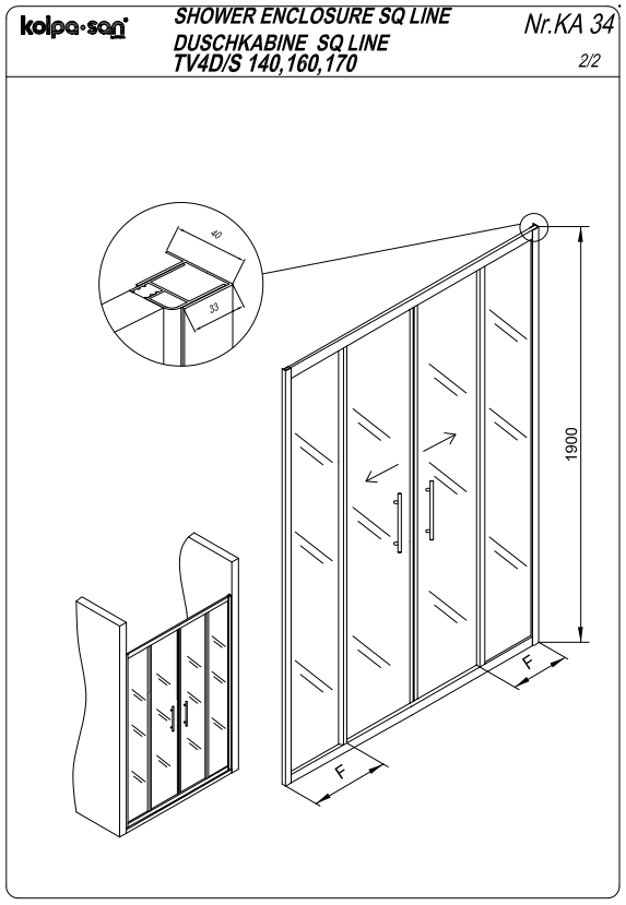 Душевая дверь в нишу Kolpa San SQ LINE TV4D/S схема 3