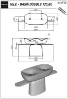 Двойная раковина Kolpa San MILO BASIN DOUBLE (Мило) 120х60 схема 2