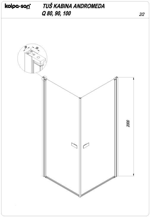 Квадратный душевой уголок Kolpa San ANDROMEDA Q 516 схема 3