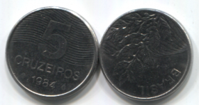 Бразилия 5 крузейро 1984 UNC