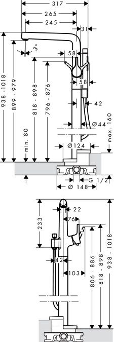 Смеситель Hansgrohe Talis S для ванны с душем 72412000 схема 1