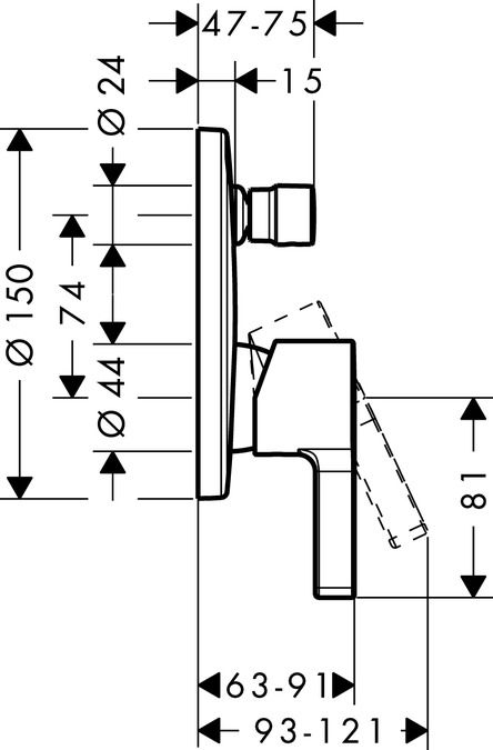 Смеситель Hansgrohe Metris S для ванны/душа 31466000 ФОТО