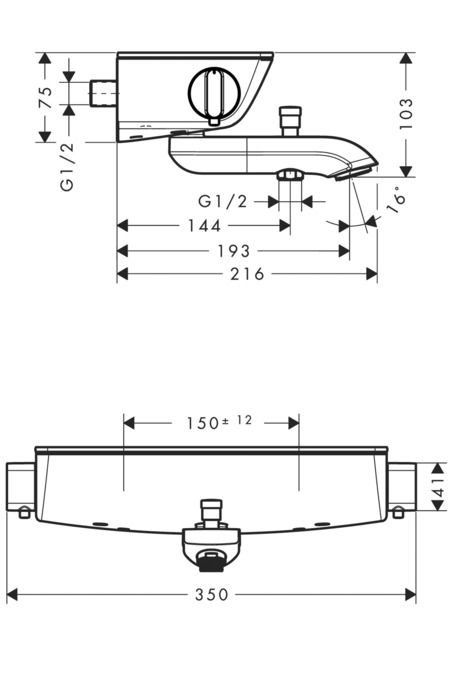 Смеситель Hansgrohe Ecostat Select для ванны с душем 13141000 ФОТО