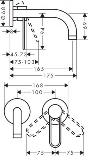 Смеситель Hansgrohe AXOR Uno для раковины 38121000 ФОТО