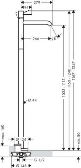 Смеситель Hansgrohe AXOR Uno для раковины 38037000 ФОТО