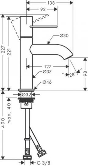 Смеситель Hansgrohe AXOR Uno для раковины 38026000 ФОТО