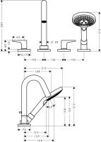 Смеситель Hansgrohe AXOR Citterio M для ванны с душем 34444000 схема 1