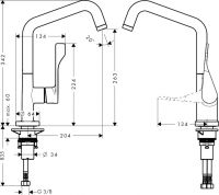 Смеситель Hansgrohe AXOR Citterio для кухни 39850000 схема 1