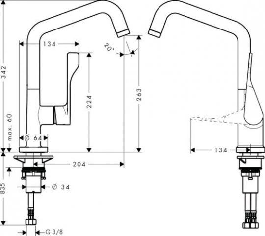 Смеситель Hansgrohe AXOR Citterio для кухни 39850000 ФОТО