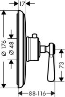 Смеситель Hansgrohe AXOR Montreux Highflow для душа 16824820 схема 1