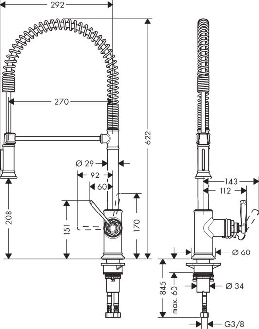 Смеситель Hansgrohe AXOR Montreux для кухни 16582800 ФОТО