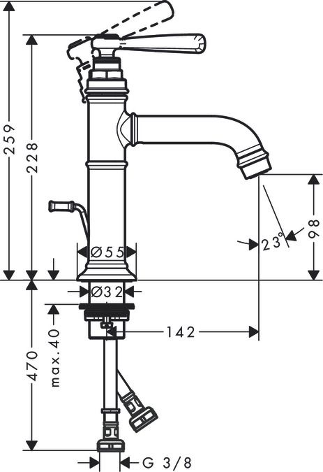 Смеситель Hansgrohe AXOR Montreux для раковины 16515000 схема 1