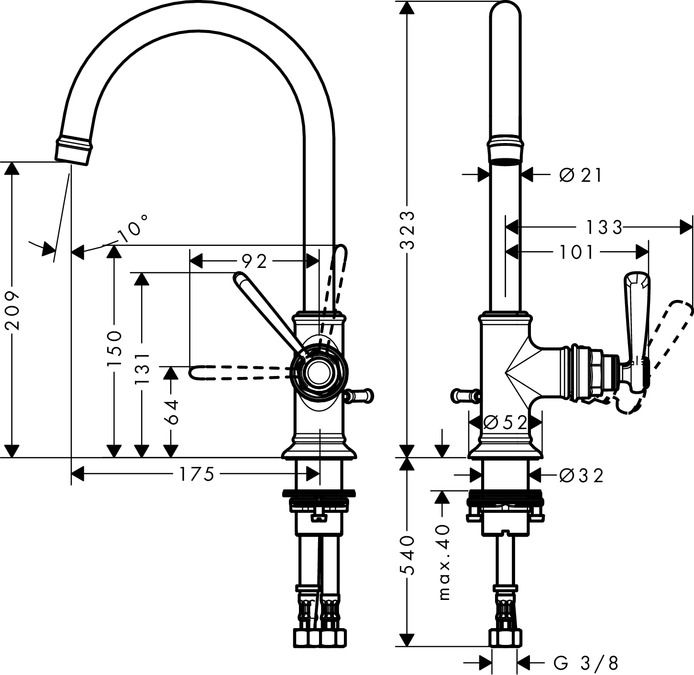 Смеситель Hansgrohe AXOR Montreux для раковины 16517000 ФОТО