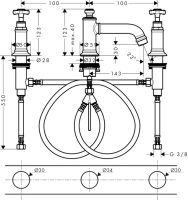 Смеситель Hansgrohe AXOR Montreux для раковины 16536000 схема 1