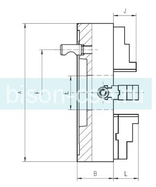 Патрон токарный БИЗОН 4345-250-5  DIN 55029 Кэмлокк 4-х кулачковый
